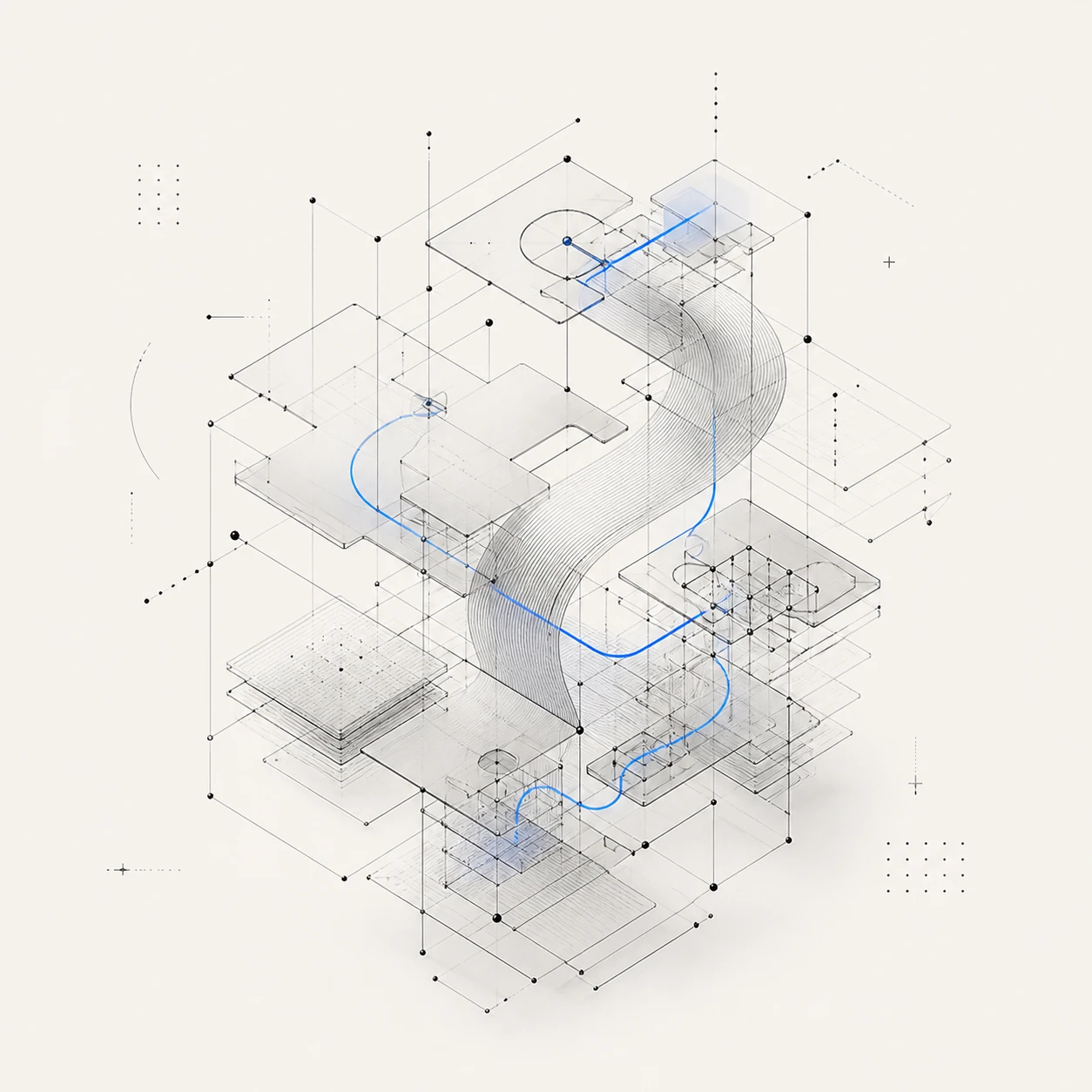 A modular digital product with connected software and platform layers